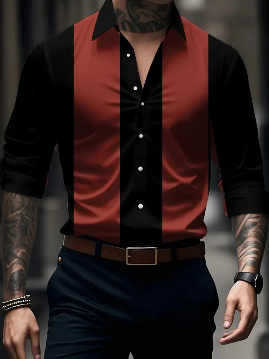 Men's Elegant Decorated Collar Long-Sleeved Shirt