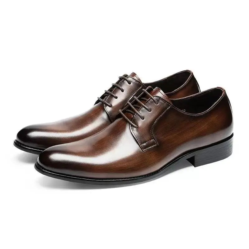 Luxury Men's Genuine Leather Upper PU Lining Pointed Toe Oxford Shoes for Office & Career Breathable Lightweight Wedding Shoes