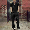 Men's Casual Zipper Jumpsuit - Short Sleeve Work Overalls