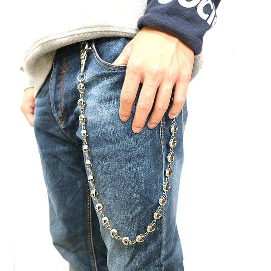 NONE Unisex 316L Stainless Steel Skull Skeleton Jeans Chain Belt - Durable Metal Construction