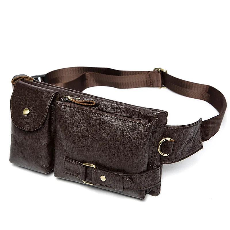WESTAL Genuine Leather Waist Pack - Premium Cowhide Belt Bag for Men