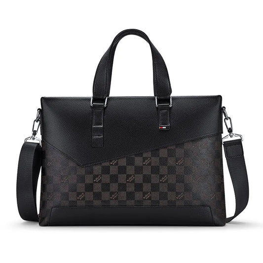 Hot Sale Men's Retro Fashion Briefcase Genuine Leather Business Handbag with OEM Black Laptop Bag