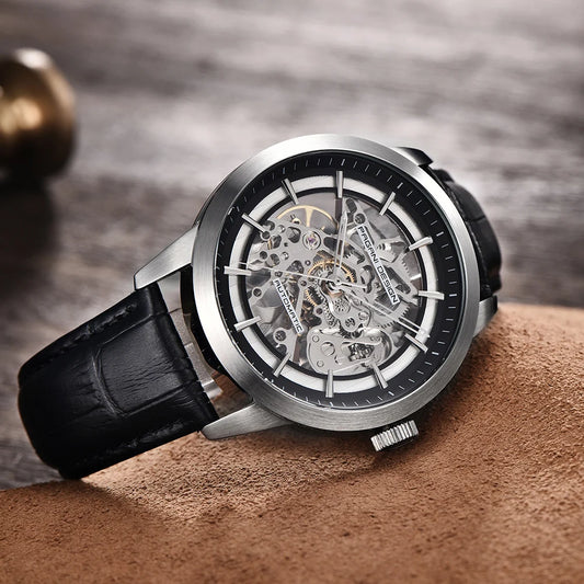 Pagani Design 1638 Mens Mechanical Watch Genuine Leather Strap Waterproof Skeleton Luxury Watch Relojes Hombre