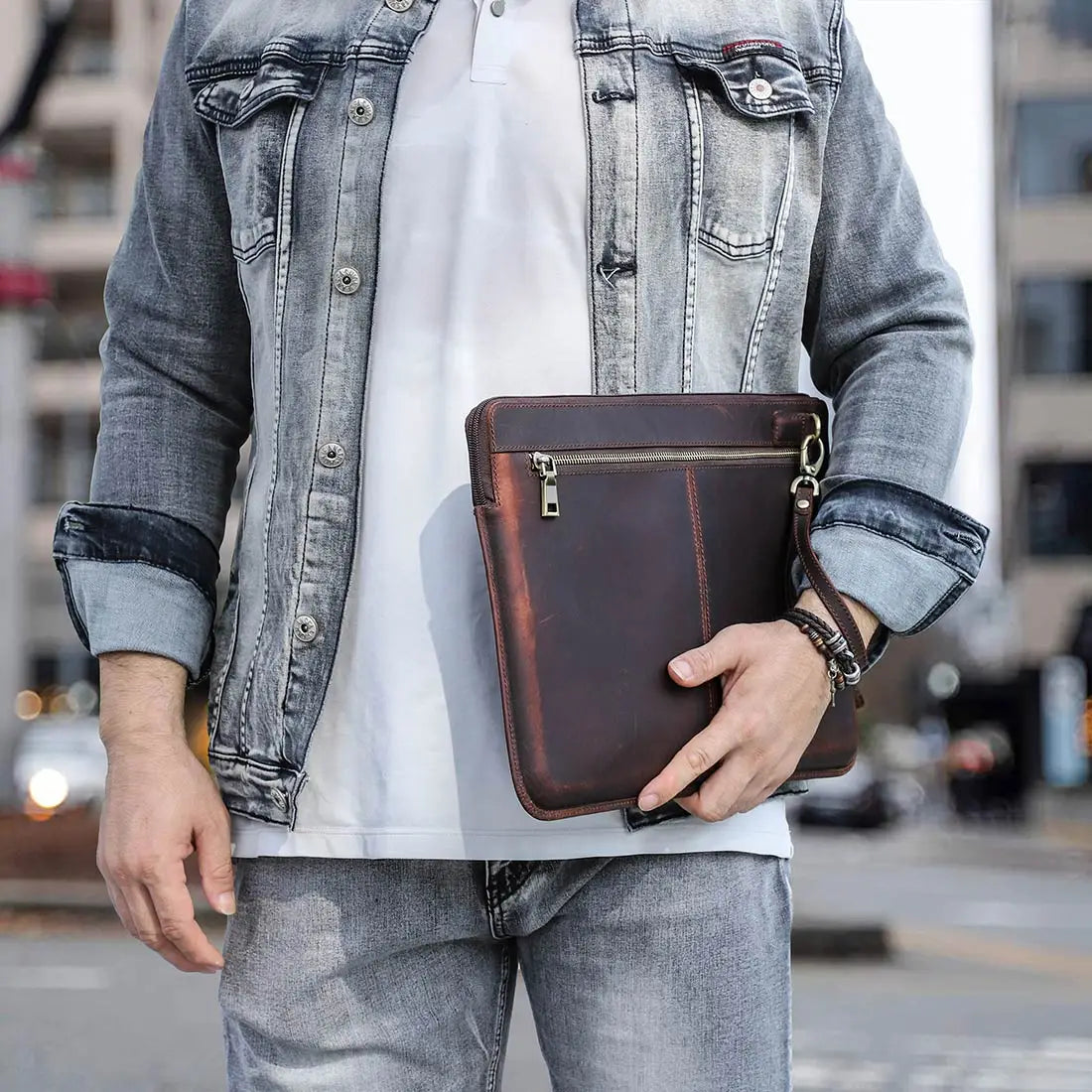 Genuine Leather Notebook Laptop Carry Sleeve Bag CONTACTS FAMILY 15 16 Inch MacBook Pro Air Cover Family Genuine Leather