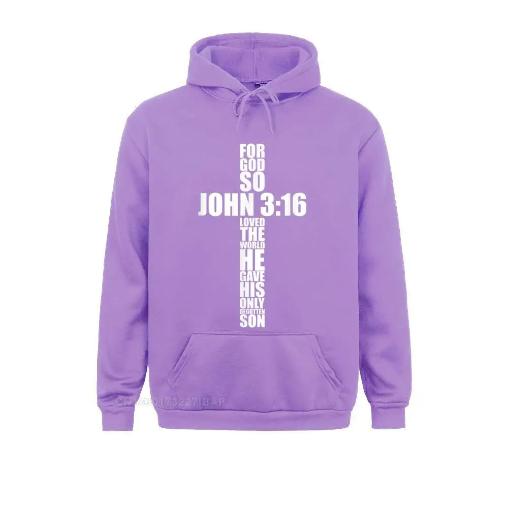 John 3:16 Christian Cross Hoodie - Religious Bible Verse Sweatshirt