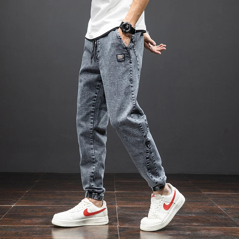 Men's Cargo Denim Joggers - Streetwear Harem Pants