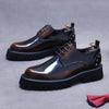 New Style 2025 Outdoor Walking Breathable Patent Genuine Leather Dress Shoes Men's Platform Handmade Wedding Party Shoes