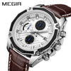 MEGIR 2015 Fashion Gentlemen Quartz Movement Watch Manufacturer Genuine Leather Water Resistant Man Wristwatch Business Watch