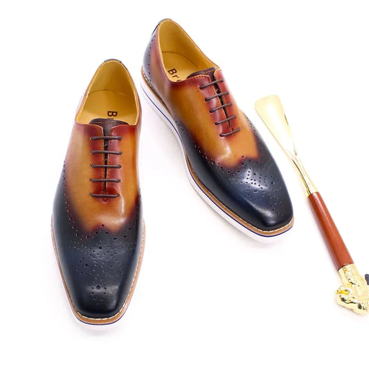 Super High Quality Mix Color Men Oxford Casual Shoes Genuine Leather Light Weight EVA Flat Sole Formal Dress Shoes for Business