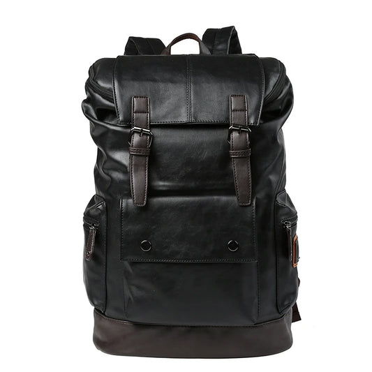 Premium Leather Business Backpack - Large Capacity Travel & Laptop Bag for Men