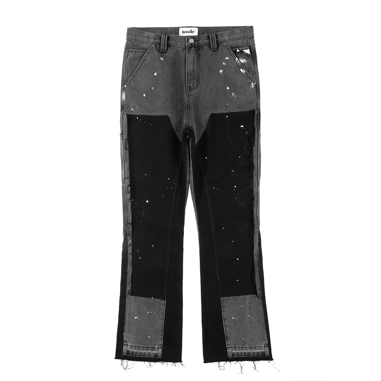 Men's Straight Fit Denim Jeans with Patchwork Detail