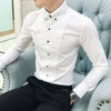 Men's Shirts Luxury Brand New Long Sleeve Elegant Shirts for Men Clothing Slim Fit Casual Mens Dress Shirts Formal Black/White