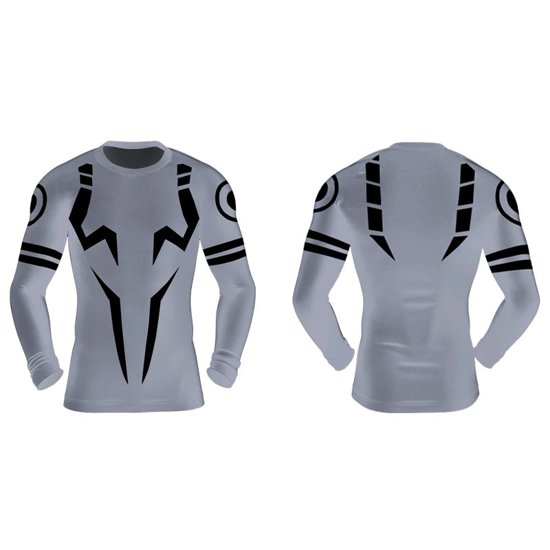 Men's 3D Anime Print Compression Shirt - Long Sleeve Athletic Base Layer