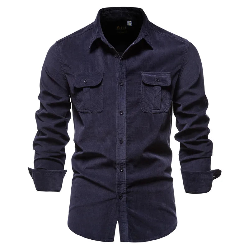 Men's Cotton Velour Business Casual Shirt