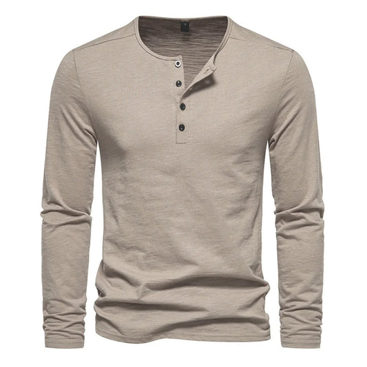 Men's Premium Cotton Long Sleeve T-Shirt - Slim Fit Casual Wear