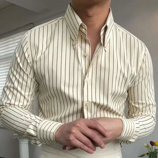 Men's Striped Business Shirt - Long Sleeve