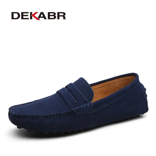 Men's Genuine Leather Loafers - Slip-On Casual Driving Shoes