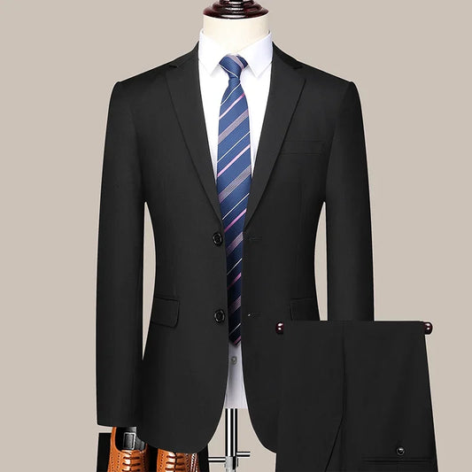 Men's Casual Formal Business Hosting Solid Color Four Seasons Slim Fashion Suit