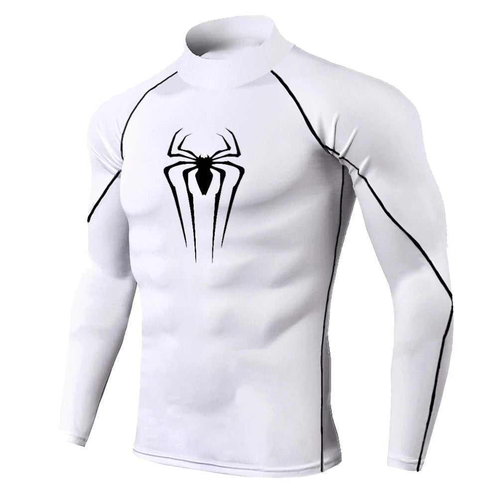 Men's Spider-Print Compression Shirt - Performance Athletic Base Layer