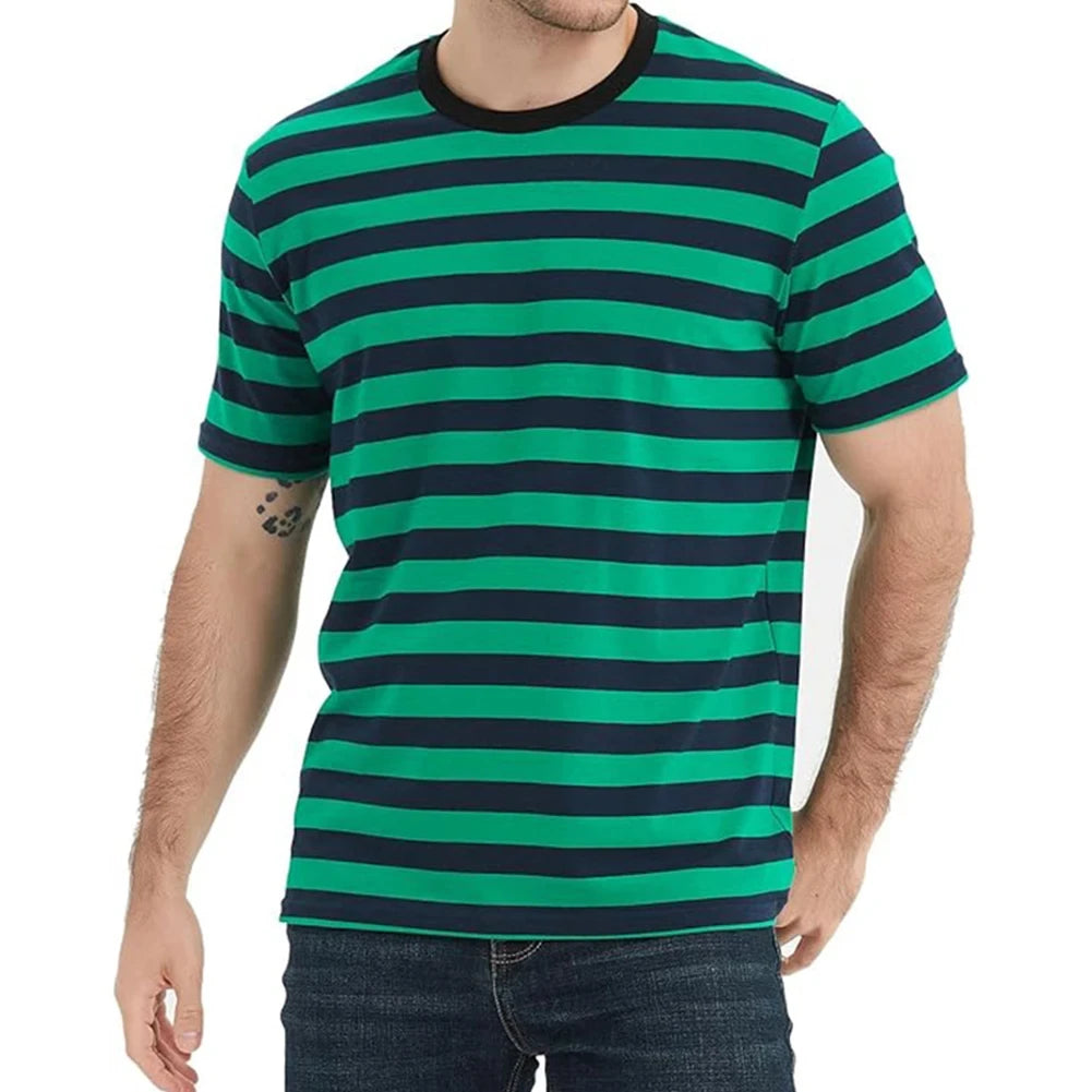 Men's 3D Striped Print T-Shirt - Casual Breathable Streetwear