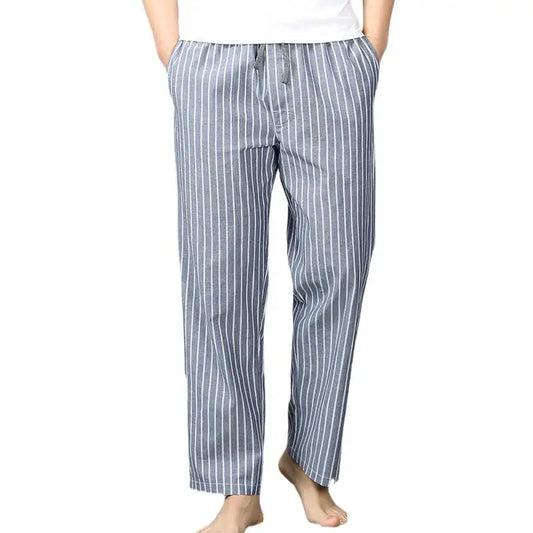 Men's Pure Cotton Plaid Sleep Bottoms - Lightweight Summer Lounge Pants