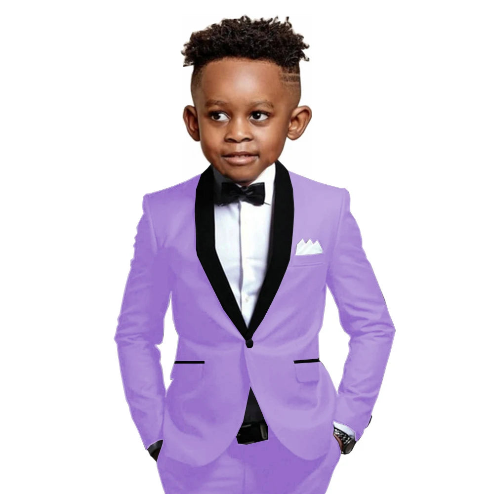Boys Suit 2-16 Years Old Jacket Pants 2 Piece Set Wedding Tuxedos Kids Formal Party Clothes Customized