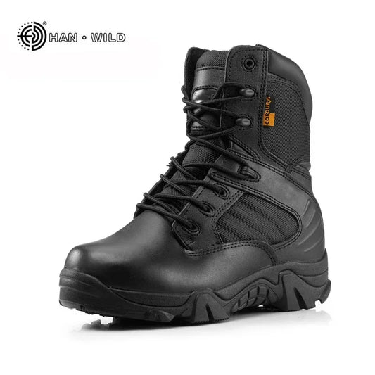 TOMITANY Men's Tactical Ankle Boots - Winter Leather Combat Work Boots