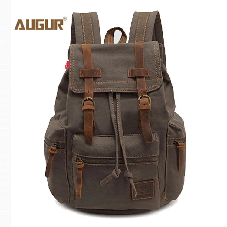 AUGUR Vintage Canvas Backpack - Large Capacity Travel & Laptop Bag