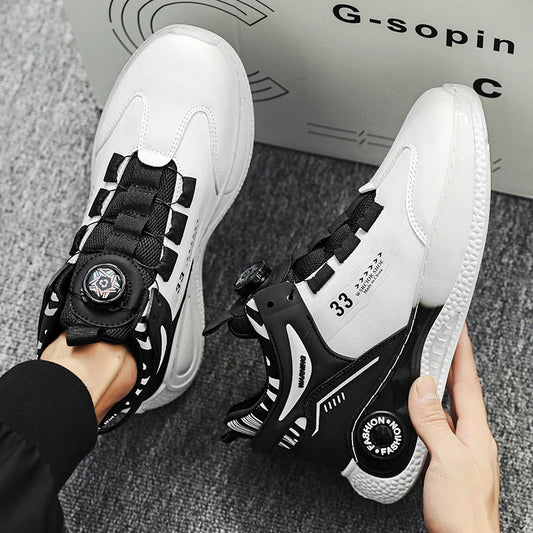 Men's Rotating Buckle Sneakers - Comfortable Non-Slip Outdoor Shoes