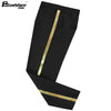 Men's black suit pants Gold leather trim Casual Male Formal Business Office Pants Elastic Straight Formal Trousers Plus big size