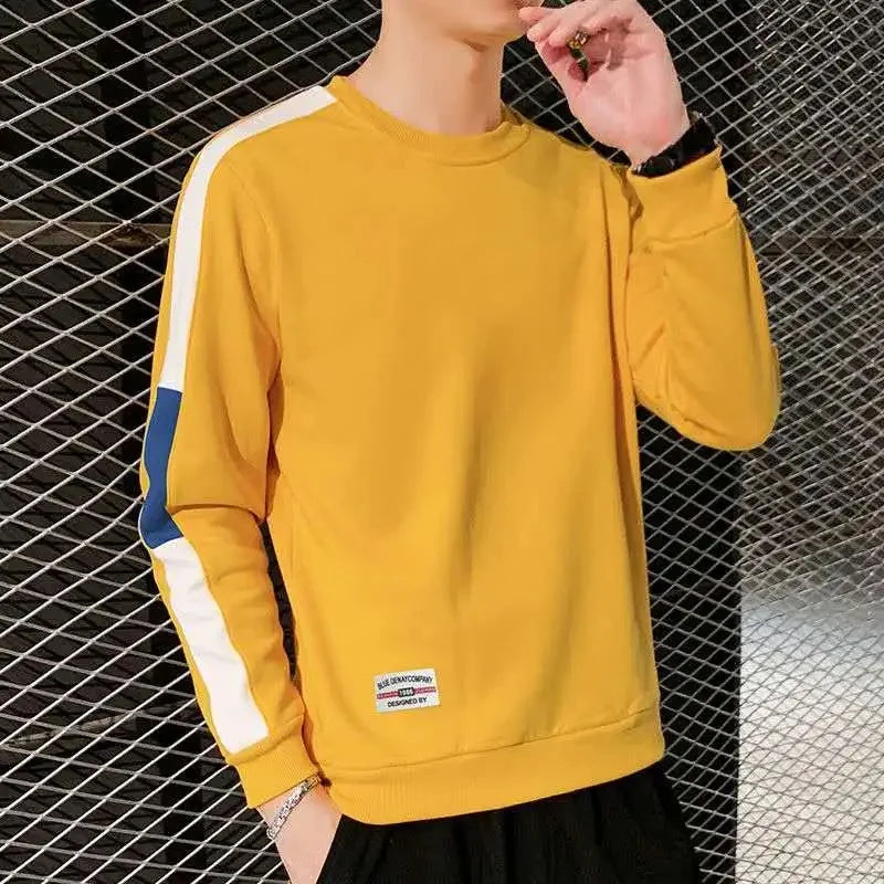 Men's Patchwork Sweatshirt - O-Neck Long Sleeve Casual Streetwear
