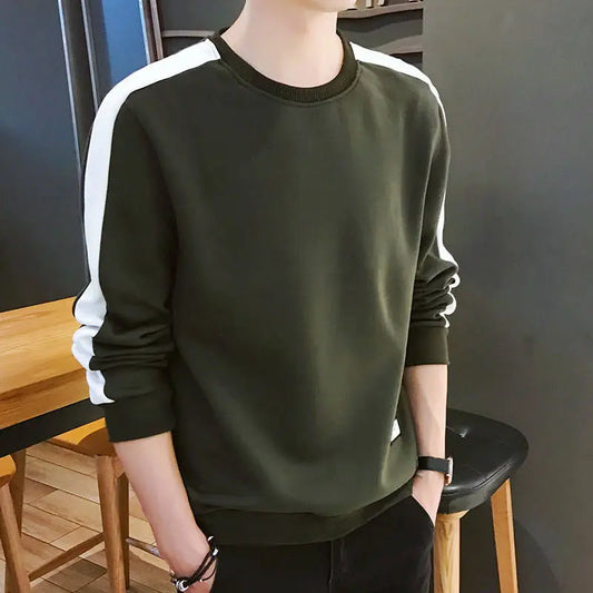 Men's Patchwork Sweatshirt - O-Neck Long Sleeve Casual Streetwear