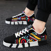Men's Canvas Sneakers - Breathable Lace-Up Casual Shoes with Graffiti Design