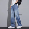 Men's Gradient Grey Loose Fit Jeans - Lyocell Fabric Wide Leg Pants