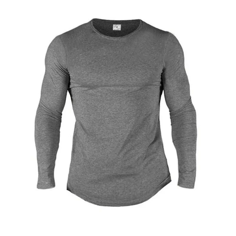 Men's Long Sleeve Performance T-Shirt - Breathable Cotton Gym & Fitness Wear