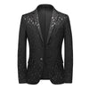 Classic Black Jacquard Suit Male Business Casual Coat Fashion Men Wedding Party Tuxedo Dress Blazers Slim Fit Tops