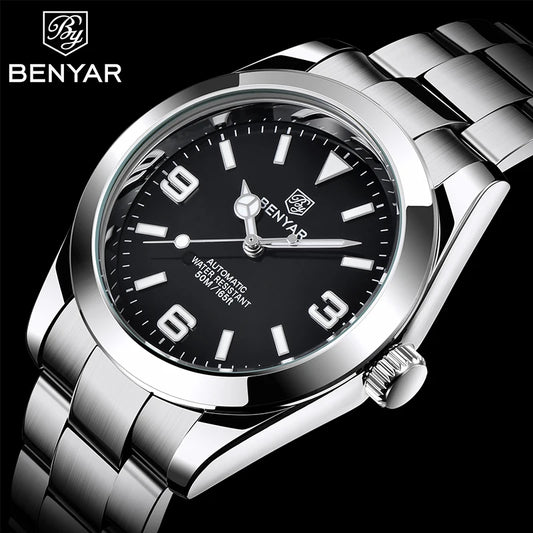 Men's Luxury Mechanical Watch - Stainless Steel Automatic Sports Timepiece