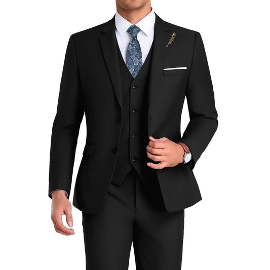 High-Quality Slim Fit Men's Suit Luxury Elegant Business Wedding Fashion Clothing