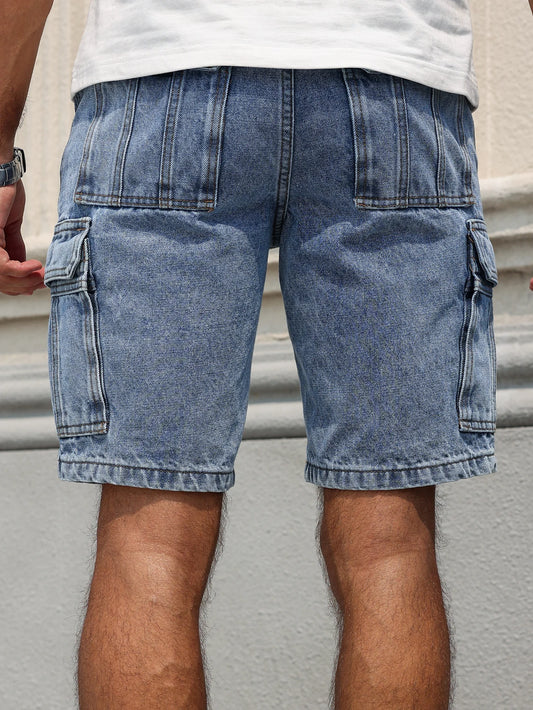 Men's Blue Denim Cargo Shorts