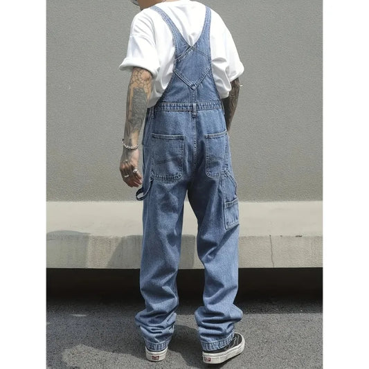 Men's Denim Overalls - Multi-Pocket Work Jumpsuit