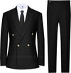 Men's Formal Business Suit 2-Piece Set Notch Lapel Double Breasted Blazer with Trousers for Wedding Smart Casual Men Suits