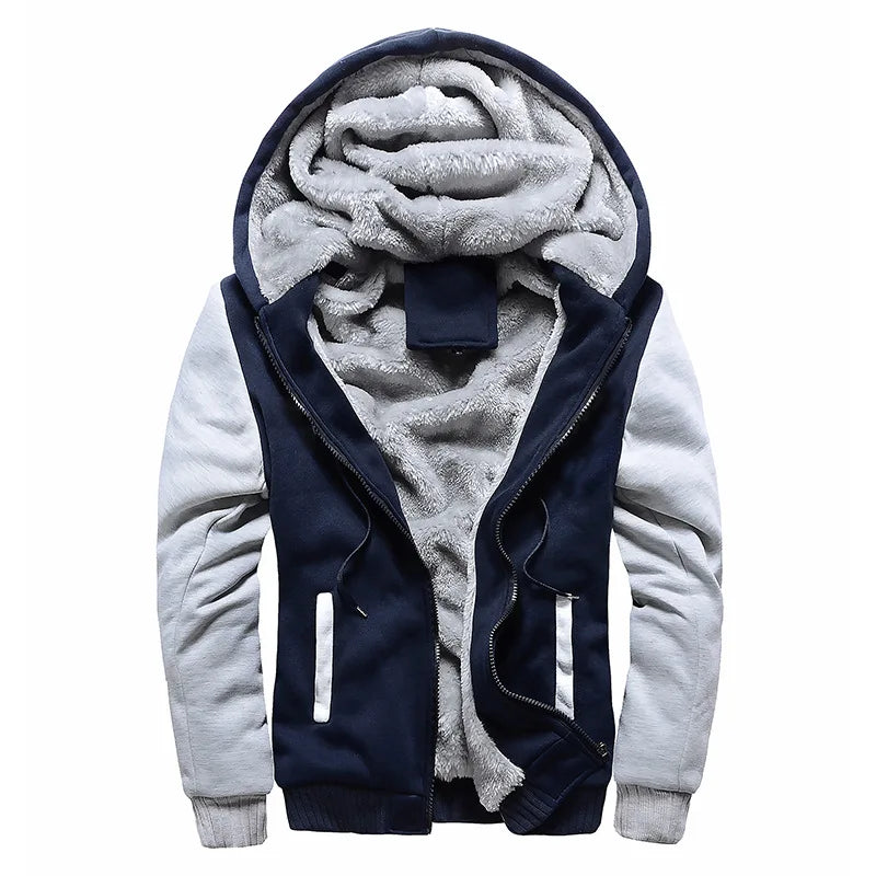 Men's Winter Fleece Hoodie Jacket - Warm Zipper Tracksuit Sweatshirt