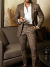 2 Piece Dark Brown Men Business Suit Groom Groomsman Tuxedos Prom Wedding Party Formal Set Jacket And Pants