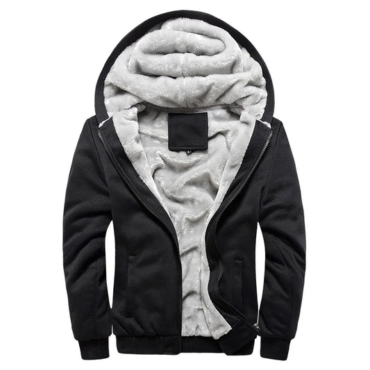 Men's Winter Fleece Hoodie Jacket - Warm Zipper Tracksuit Sweatshirt