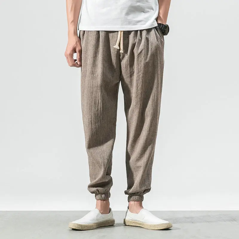 Men's Chinese Style Linen Harem Pants - Casual Summer Joggers