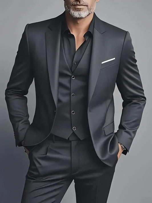 Elegant Men's 3 Piece Suit - Slim Fit Tuxedo Set for Weddings & Formal Occasions