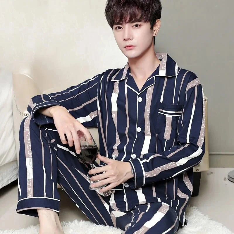 Men's Long-Sleeve Pajama Set - Comfortable Loungewear for All Seasons
