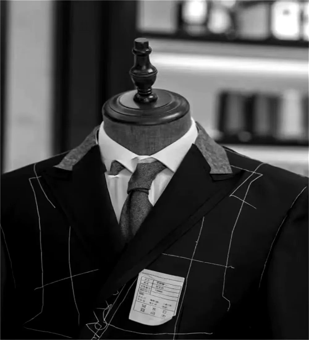 Men's Formal Business Suit 2-Piece Set Notch Lapel Double Breasted Blazer with Trousers for Wedding Smart Casual Men Suits