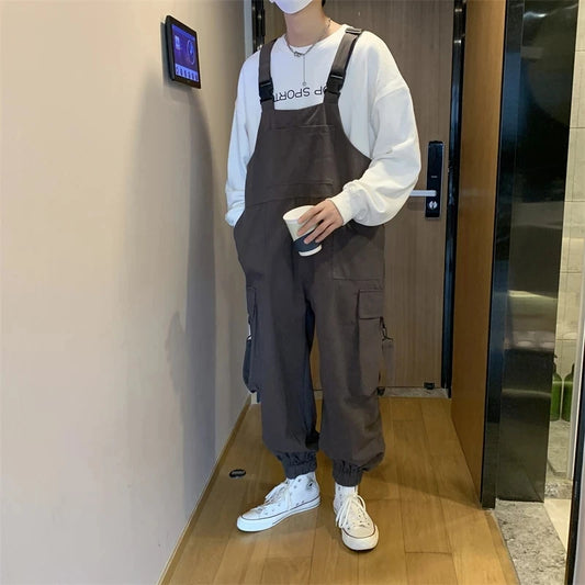 Men's Casual Suspender Jumpsuit Pants - Unisex Streetwear Overalls