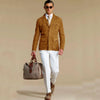 Men's Elegant Suede Blazer Single-breasted Modern Multiple Pockets Lapel Blazers Fashion